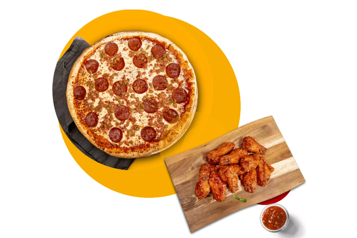 Pizza and wings combo deal at Queen's Pizza & Wings in Hamilton, ON